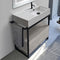 Solid Console Sink Vanity With Ceramic Sink and Grey Oak Drawer - Stellar Hardware and Bath 