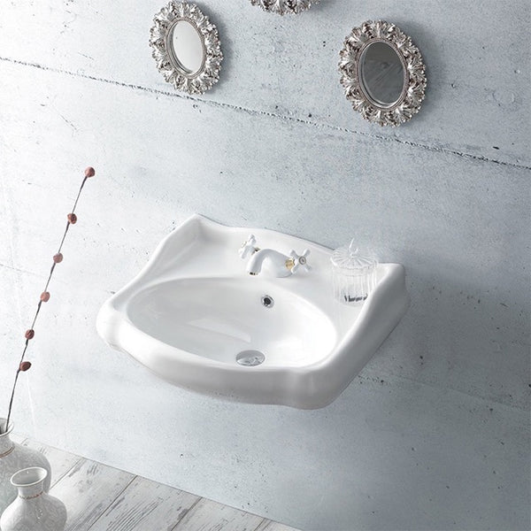1837 Classic-Style White Ceramic Wall Mounted Sink - Stellar Hardware and Bath 