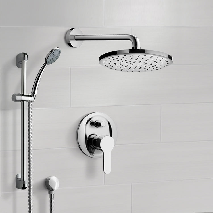 Galiano Chrome Shower System with 8" Rain Shower Head and Hand Shower - Stellar Hardware and Bath 