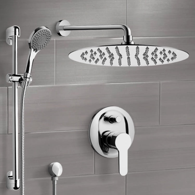 Galiano Chrome Shower Set With 16" Rain Shower Head and Hand Shower - Stellar Hardware and Bath 