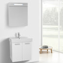 24 Inch Glossy White Wall Mount Bathroom Vanity with Fitted Ceramic Sink, Lighted Medicine Cabinet Included - Stellar Hardware and Bath 