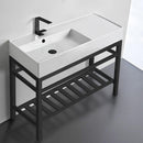 Teorema 2 Modern Ceramic Console Sink With Counter Space and Matte Black Base - Stellar Hardware and Bath 