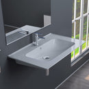 Blue Rectangular White Ceramic Wall Mounted or Drop In Sink - Stellar Hardware and Bath 