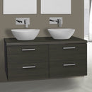 45 Inch Grey Oak Double Vessel Sink Bathroom Vanity, Wall Mounted - Stellar Hardware and Bath 