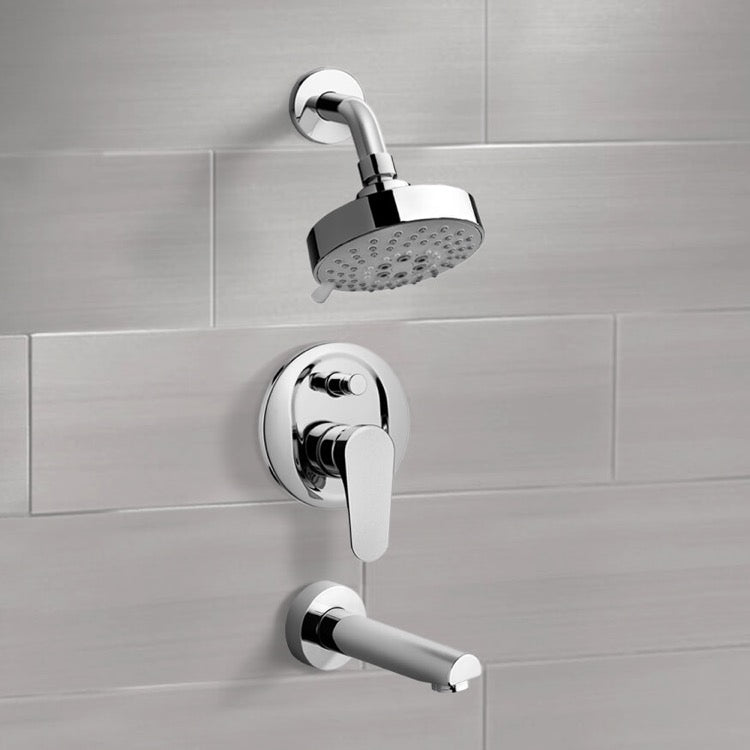 Peleo Chrome Tub and Shower Faucet Sets with Multi Function Shower Head - Stellar Hardware and Bath 