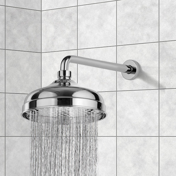 Water Therapy 8" Chrome Rain Shower Head With Arm - Stellar Hardware and Bath 