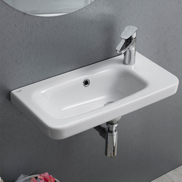 Noura Rectangular White Ceramic Wall Mounted or Drop In Sink - Stellar Hardware and Bath 