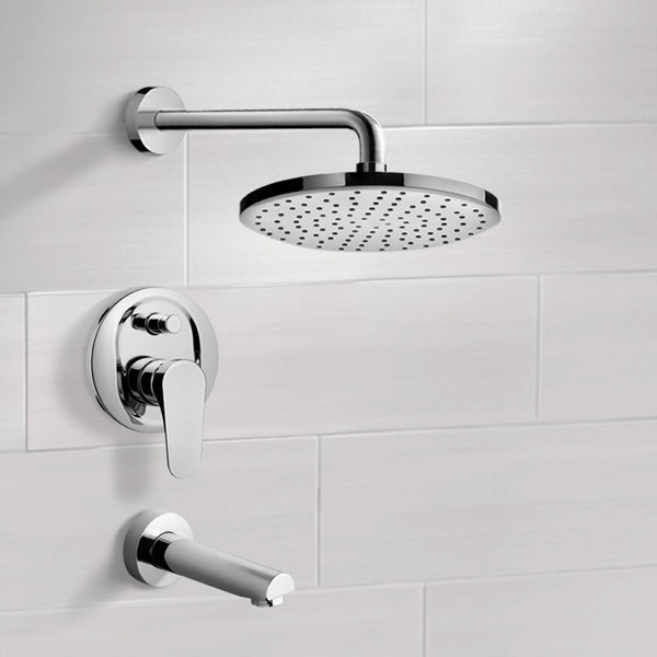 Peleo Chrome Tub and Shower Faucet Sets with 8" Rain Shower Head - Stellar Hardware and Bath 