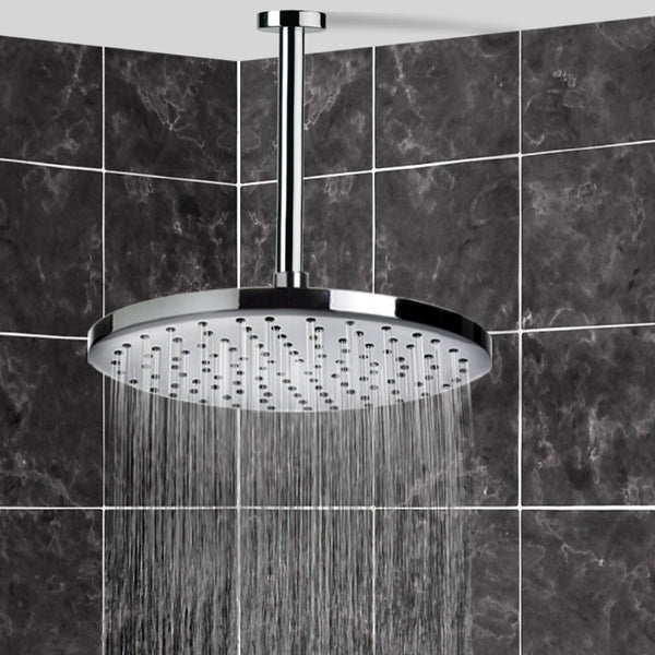 Water Therapy 10" Ceiling Mount Rain Shower Head With Arm, Chrome - Stellar Hardware and Bath 