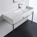 Teorema 2 Rectangular Ceramic Console Sink and Polished Chrome Stand - Stellar Hardware and Bath 