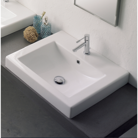 Square Square White Ceramic Drop In Sink - Stellar Hardware and Bath 