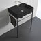 Teorema Matte Black Ceramic Console Sink and Polished Chrome Stand - Stellar Hardware and Bath 