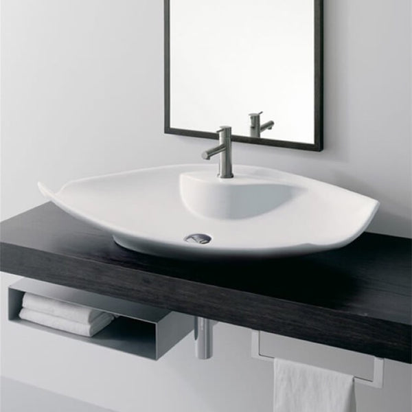 Kong Oval-Shaped White Ceramic Vessel Sink - Stellar Hardware and Bath 