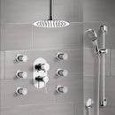 Raniero Chrome Shower System with Ceiling 10" Rain Shower Head, Hand Shower, and Body Sprays - Stellar Hardware and Bath 