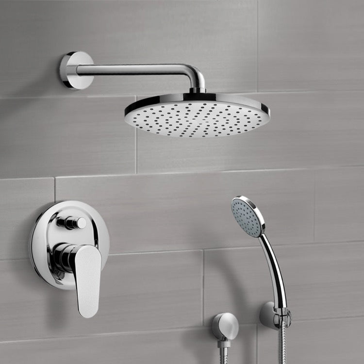 Orsino Chrome Shower System with 8" Rain Shower Head and Hand ShowerOrsino Chrome Shower System with 8" Rain Shower Head and Hand Shower - Stellar Hardware and Bath 