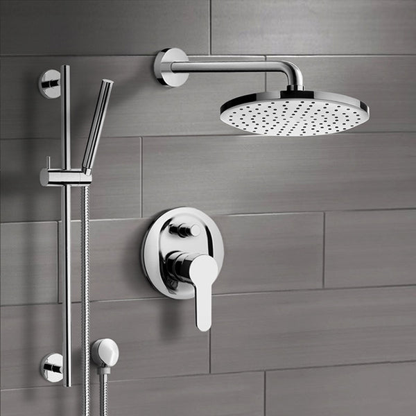 Galiano Chrome Shower System with 8" Rain Shower Head and Hand Shower - Stellar Hardware and Bath 