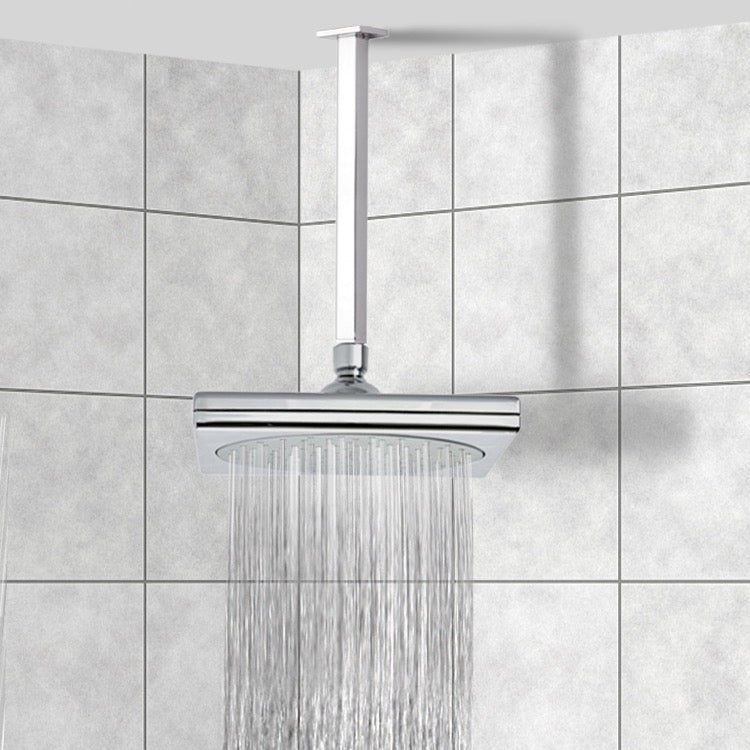 Enzo 9" Ceiling Mount Rain Shower Head With Arm, Chrome - Stellar Hardware and Bath 