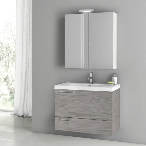 31 Inch Grey Walnut Bathroom Vanity Set - Stellar Hardware and Bath 