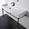 Teorema 2 Ceramic Console Sink and Matte Black Stand - Stellar Hardware and Bath 