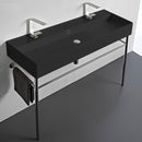 Teorema 2 Modern Ceramic Console Sink With Counter Space and Chrome Base - Stellar Hardware and Bath 