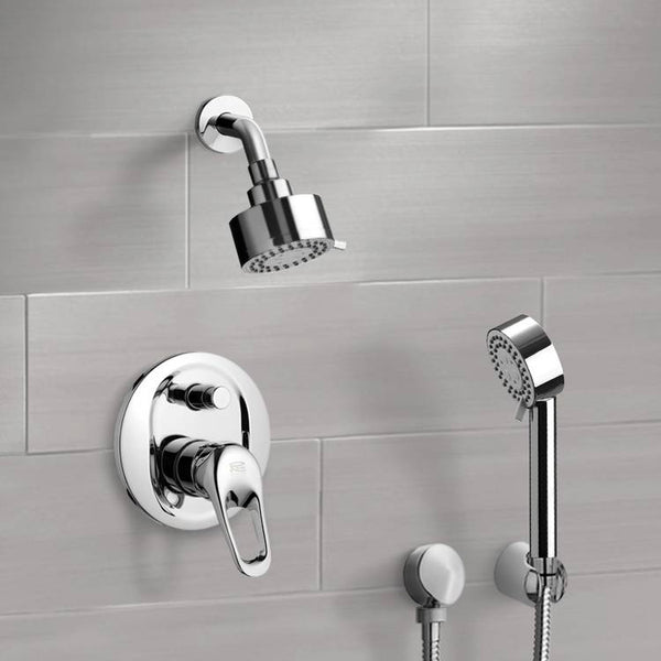 Orsino Chrome Shower System with 3" Rain Shower Head and Hand Shower - Stellar Hardware and Bath 