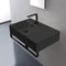 Teorema 2 Matte Black Ceramic Wall Mounted Sink With Matte Black Towel Bar - Stellar Hardware and Bath 