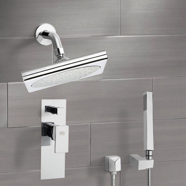 Orsino Chrome Shower System with 9" Rain Shower Head and Hand Shower - Stellar Hardware and Bath 