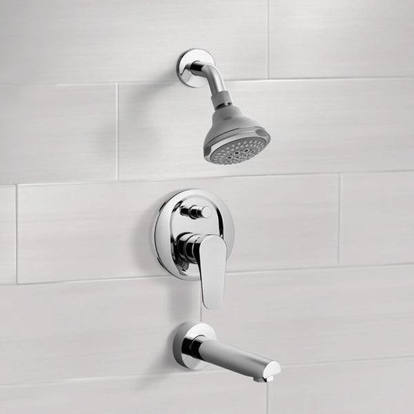 Peleo Chrome Tub and Shower Faucet Sets with 3" Rain Shower Head - Stellar Hardware and Bath 