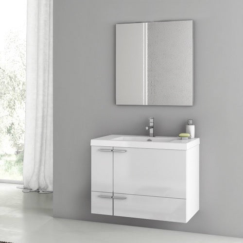 31 Inch Glossy White Bathroom Vanity Set - Stellar Hardware and Bath 