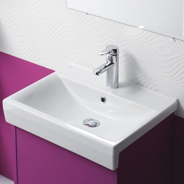 Riva B Rectangle White Ceramic Semi Recessed or Wall Mounted Sink - Stellar Hardware and Bath 