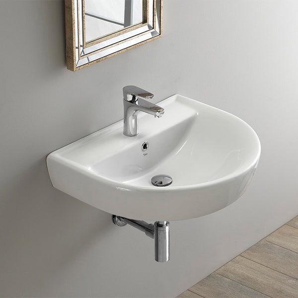 Bella Round White Ceramic Wall Mounted Sink - Stellar Hardware and Bath 