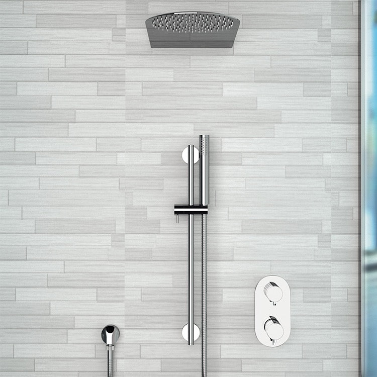 Galiano Chrome Thermostatic Shower System with 10" Rain Shower Head and Hand Shower - Stellar Hardware and Bath 