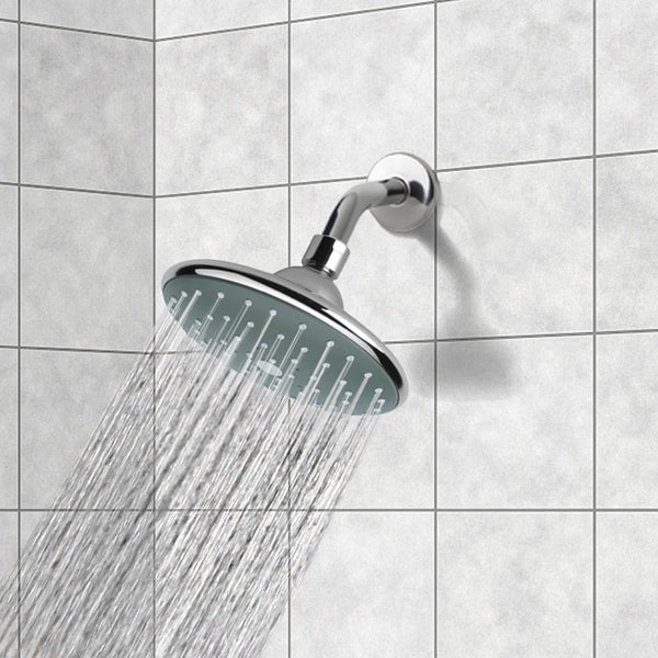 Water Therapy 6" Rain Shower Head With Arm, Chrome - Stellar Hardware and Bath 