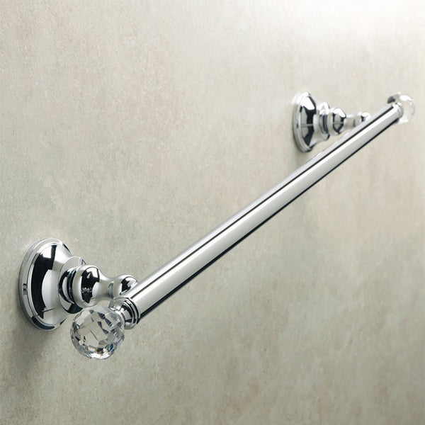 Smart Light Chrome Brass 20 Inch Towel Bar with Crystals - Stellar Hardware and Bath 