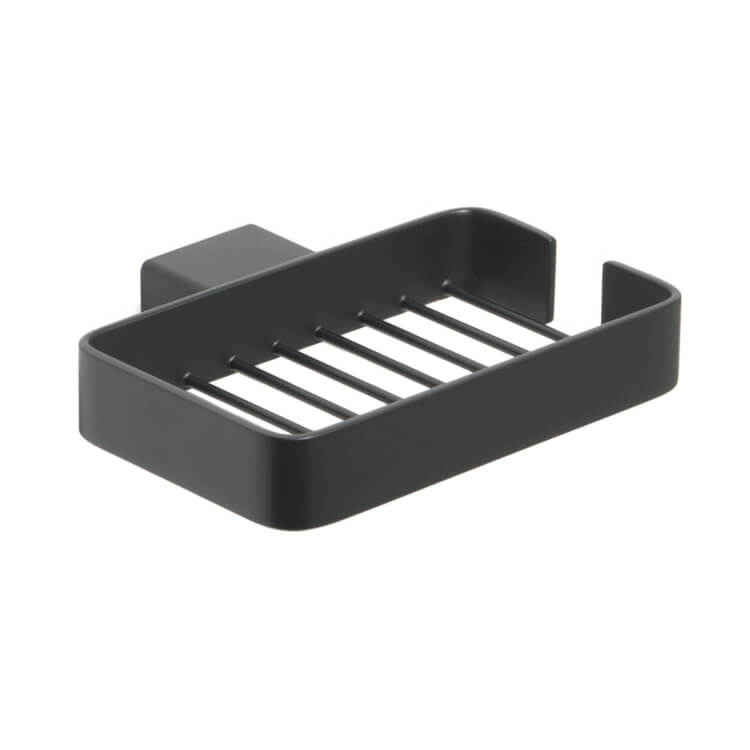 Lounge Wall Mounted Square Matte Black Wire Soap Holder - Stellar Hardware and Bath 