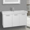 39 Inch Glossy White Wall Mount Bathroom Vanity with Fitted Ceramic Sink - Stellar Hardware and Bath 