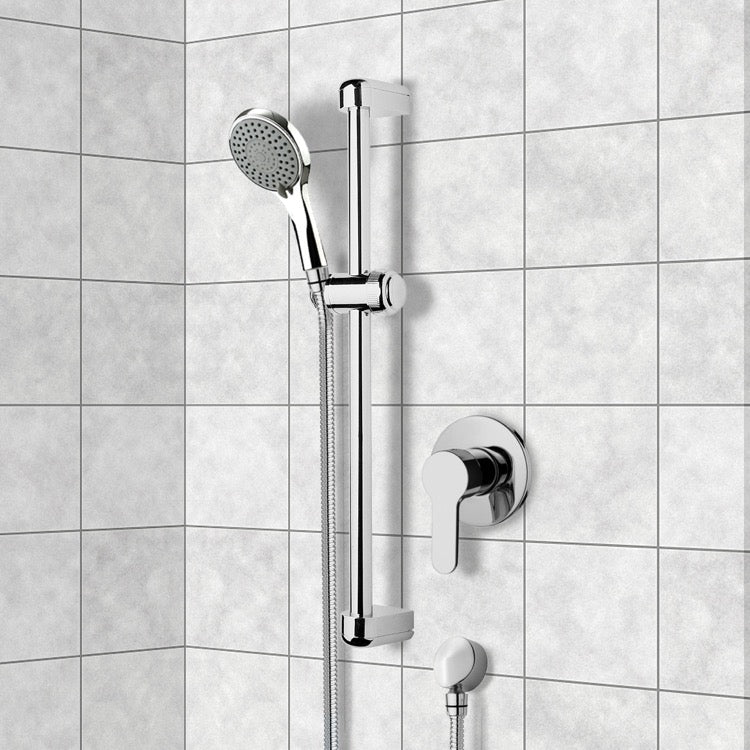 Rendino Chrome Slidebar Shower Set With Multi Function Hand Shower - Stellar Hardware and Bath 