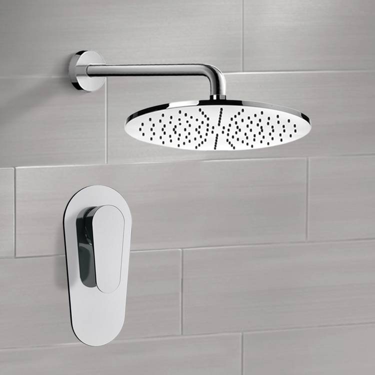 Mario Shower Faucet Set with 12" Rain Shower Head - Stellar Hardware and Bath 