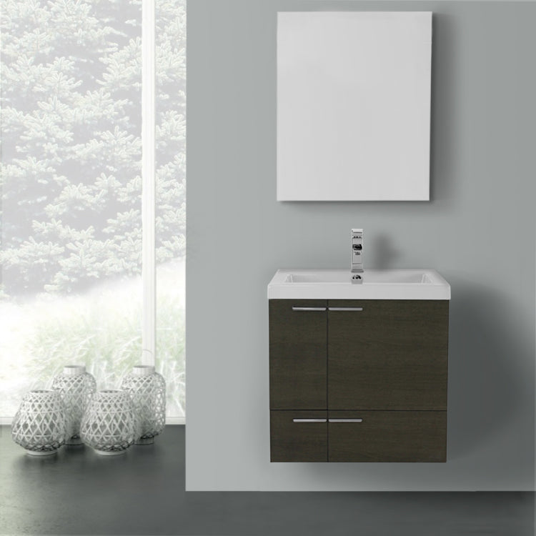 23 Inch Glossy White Bathroom Vanity with Fitted Ceramic Sink, Wall Mounted, Medicine Cabinet Included - Stellar Hardware and Bath 