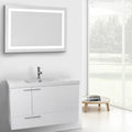 39 Inch Glossy White Bathroom Vanity with Fitted Ceramic Sink, Wall Mounted, Lighted Mirror Included - Stellar Hardware and Bath 