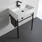 Teorema Ceramic Console Sink and Matte Black Stand - Stellar Hardware and Bath 