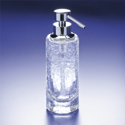 Addition Crackled Rounded Tall Crackled Crystal Glass Soap Dispenser - Stellar Hardware and Bath 