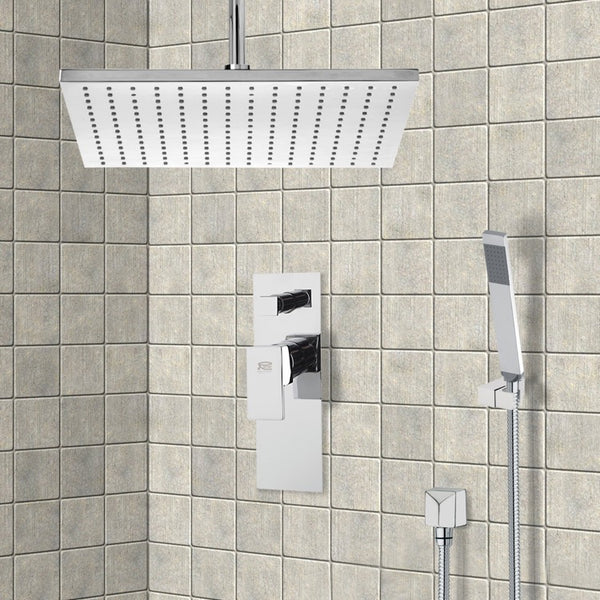 Orsino Shower System with Ceiling 12" Rain Shower Head and Hand Shower - Stellar Hardware and Bath 