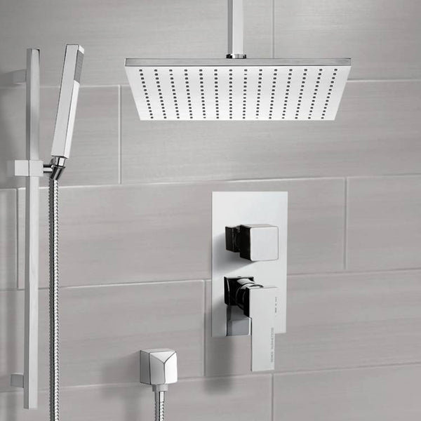 Autunno Shower System with Ceiling 12" Rain Shower Head and Hand Shower - Stellar Hardware and Bath 