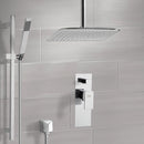 Rendino Chrome Shower System with Ceiling 14" Rain Shower Head and Hand Shower - Stellar Hardware and Bath 