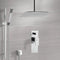 Rendino Chrome Shower System with Ceiling 14" Rain Shower Head and Hand Shower - Stellar Hardware and Bath 