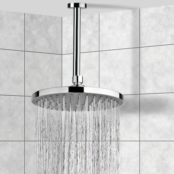 Enzo 8" Ceiling Mount Rain Shower Head With Arm, Chrome - Stellar Hardware and Bath 