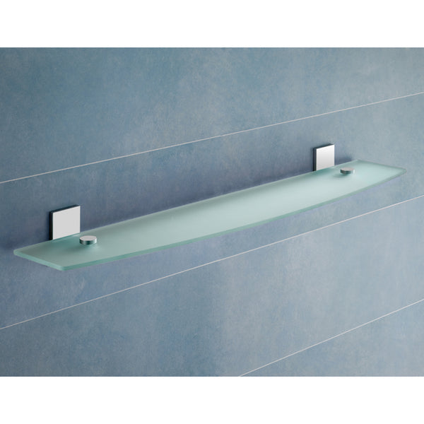Maine Round Chrome Bathroom Shelf With Frosted Glass - Stellar Hardware and Bath 