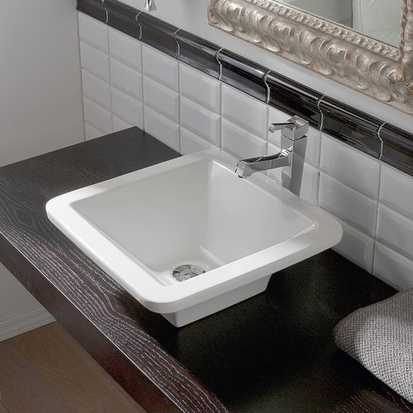 Butterfly Square White Ceramic Vessel Sink - Stellar Hardware and Bath 