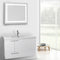 39 Inch Glossy White Bathroom Vanity with Fitted Ceramic Sink, Wall Mounted, Lighted Mirror Included - Stellar Hardware and Bath 